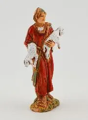 Krippenfigur Hirte mit seinen Lämmern – 6cm