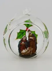 Weihnachtskugel aus Glas 10cm – Weihnachtskrippe