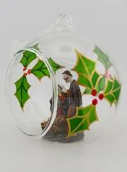 Weihnachtskugel aus Glas 10cm – Weihnachtskrippe