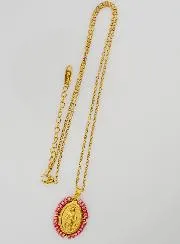 Wunderbare Medaille + Kette – Perlen in Perlmutt-Rosa
