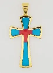 Kreuz Anhänger 4cm – Blau und Rot