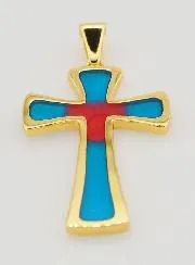 Kreuz Anhänger 4cm – Blau und Rot