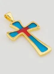 Kreuz Anhänger 4cm – Blau und Rot