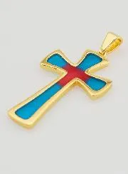 Kreuz Anhänger 4cm – Blau und Rot