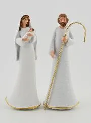 Moderne Heilige Familie in Weiß und Gold – 12cm