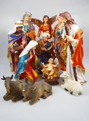 Große Vollständige Weihnachtskrippe mit 11 Figuren – 45cm