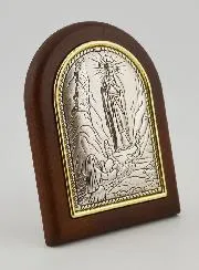 Ikone Unsere Liebe Frau von Lourdes aus Holz und Silber