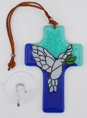 Kreuz aus Glas Friedenstaube