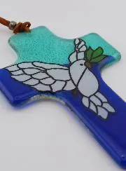 Kreuz aus Glas Friedenstaube
