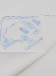Taschentuch blau gestickt Andenken von Lourdes