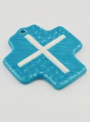 Keramikkreuz Christus Blau
