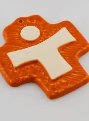 Keramik Kreuz Jesus Christus Orange