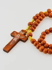 Holz Rosenkranz hellbraun geknotet