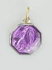 Medaille Unsere Liebe Frau von Lourdes 11mm - violett