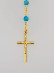 Rosenkranz Achat - Kette goldfarben