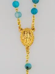 Rosenkranz Achat - Kette goldfarben