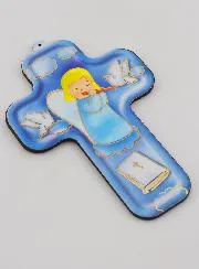 Holzkreuz Kind - Schutzengel Musiker