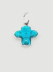 Anhänger Heiligenkreuz 15mm - Lourdes blau
