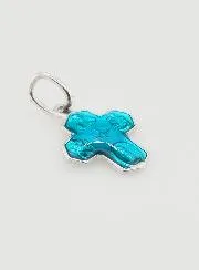 Anhänger Heiligenkreuz 15mm - Lourdes blau