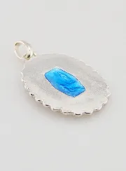 Medaille Jungfrau Maria echt Sterling Silber und Blau Emaille - 30mm