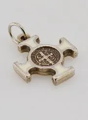 Anhänger Benediktuskreuz Metall - Weiss - 2cm