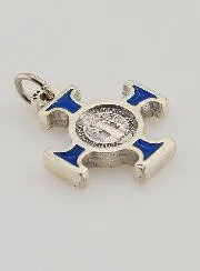 Anhänger Benediktuskreuz Metall - Blau - 2cm