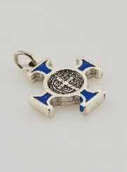 Anhänger Benediktuskreuz Metall - Blau - 2cm