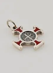 Anhänger Benediktuskreuz Metall - Rot - 2cm