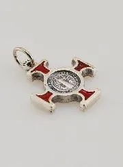 Anhänger Benediktuskreuz Metall - Rot - 2cm