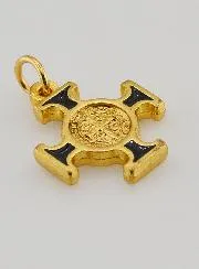 Kreuzanhänger hl Benediktus goldfarben - Schwarz - 2cm