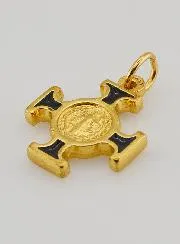 Kreuzanhänger hl Benediktus goldfarben - Schwarz - 2cm