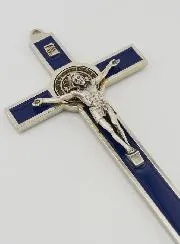 Benediktus - Kreuz Kruzifix - 20cm - Metall Blau