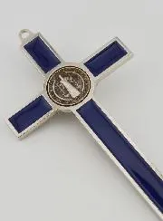 Benediktus - Kreuz Kruzifix - 20cm - Metall Blau