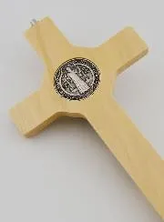 Kruzifix Benediktuskreuz aus Holz hellbraun - 21cm