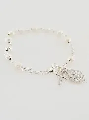 Zehnerrosenkranz Armband Silberperlen - 19cm