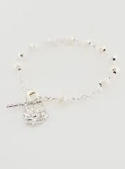 Zehnerrosenkranz Armband Silberperlen - 19cm