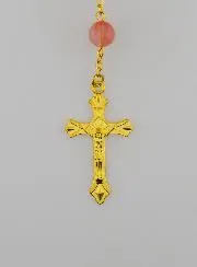 Rosenkranz Rosa Perlen und Vergoldete Kette