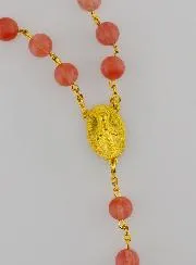 Rosenkranz Rosa Perlen und Vergoldete Kette