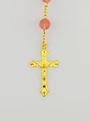 Rosenkranz Modeschmuck Rosenquarz an Kette Goldplattiert