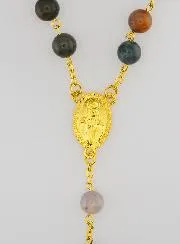 Rosenkranz Achat Stil und Gold Kette