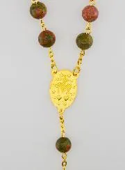 Rosenkranz Unakit Stil und Vergoldete Kette