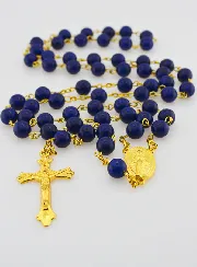 Rosenkranz Modeschmuck Luxus Lapislazuli - Goldkette