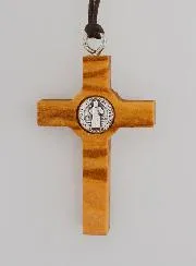 Anhänger Benediktus Kreuz aus Olivenholz- 4.5cm